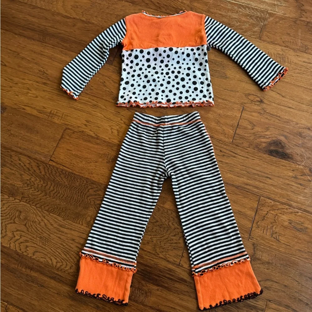 Miss Tee V-Us Orange and Black Striped Polka Dot‎ Outfit